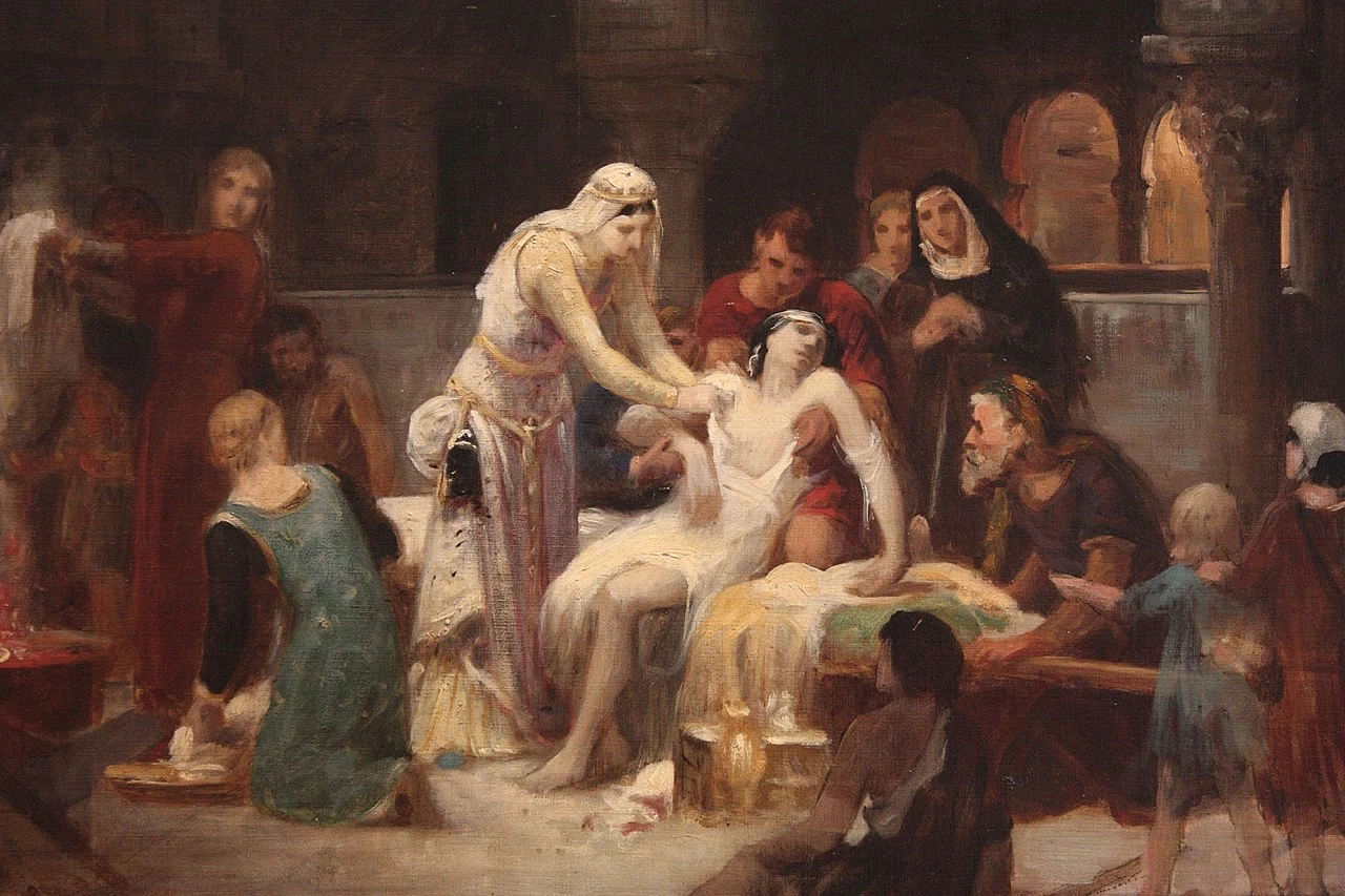 Santa Elisabetta d'Ungheria cura gli ammalati - dettaglio